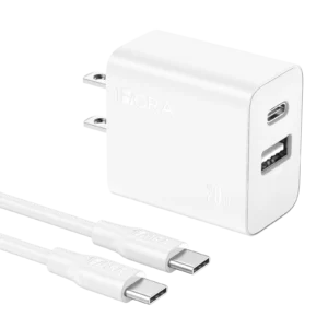1Hora Fast Charger Type-C & USB-A Ports 20W with 1m Type-C to Type-C Gar 162