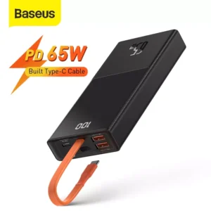 Baseus Elf Digital Display 65w 20000mah Power Bank With Built in Type-C Cable