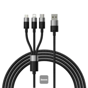 Baseus StarSpeed One for-Three Fast Charging Data Cable USB-A to M+L+C 100W