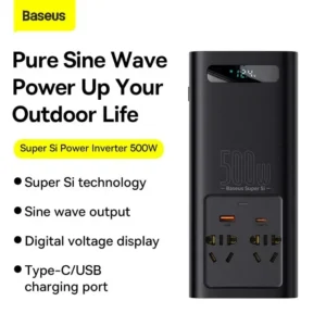 Baseus Super Si Power Inverter 500W (220V CN/EU) – Black