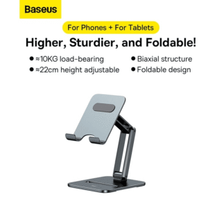 Baseus Desktop Biaxial Foldable Metal Stand For Phone & Tablet – Grey