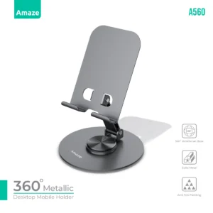 Amaze 360 Degree Metallic Desktop Mobile Holder A560 – Gray