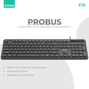 Amaze Probus Super Silent Chocolate Keys Wired Keyboard – A734