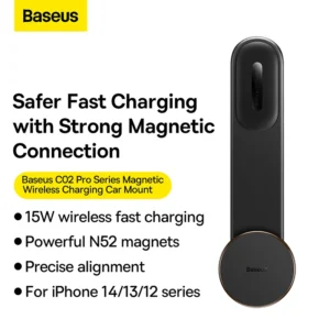 Baseus C02 Pro Series Magnetic Wireless Charging Car Mount Cluster Black