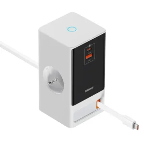 Baseus PowerCombo Digital PowerStrip 2AC+1U+1C+Retractable-C  65W Smart Version with 1.5m power cord EU