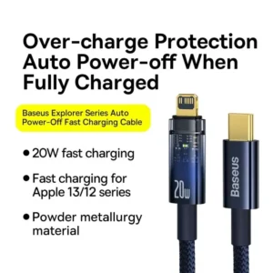 Baseus Explorer Series Auto Power-Off Fast Charging Data Cable Type-C to iPhone 20W
