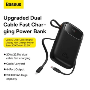 Baseus Qpow2 Dual Cable Digital Display Fast Charge Power Bank 20000mAh 22.5W
