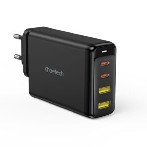 Choetech 140W 4-Port Quick Charging GaN Wall Charger 2x USB-C, 2x USB-A ? Black ? PD6005