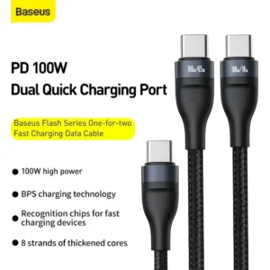 Baseus Flash Series 2 in 1 Fast Charging Data Cable 100W Type-C To Type-C 1.5M CA1T2-C01