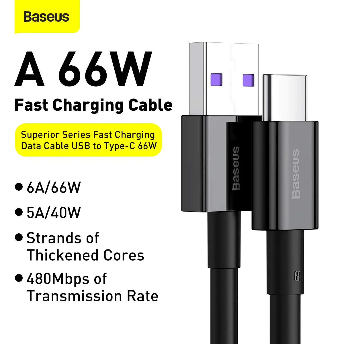 Baseus Superior USB To Type-C 66w Fast Charging Cable 6A