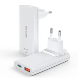 Choetech PD6011 67W Dual-Port Portable GaN Adapter  EU Plug ? White