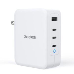 Choetech Ultra Fast 130W Gan 3 USB-C 1 USB-A Power Adapter Charger White – PD6001