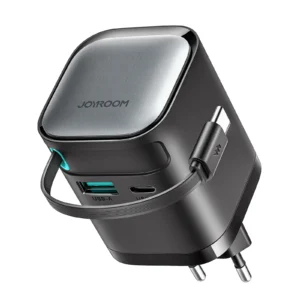 JOYROOM JR-TCL02 GaN 65W Charger with Retractable Cable(EU)-Black