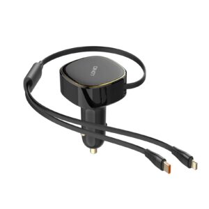 Ldnio 30W Car Charger with Type C & Lightning Retractable Cables -C107