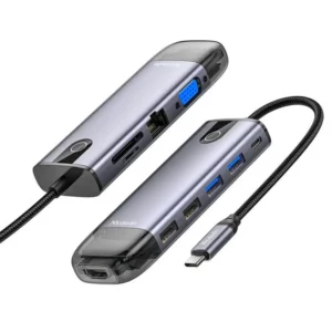 Mcdodo 10in1 USB C Hub Adapter Gigabit Lan, HDMI 4K, VGA, 4 USB 3.0 Ports, SD/TF Card, 100W USB C PD Thunderbolt 3 HU-7420