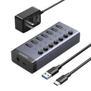 UGREEN Powered USB 3.0 Hub, 7-Port USB Adapter with 4 Smart Charging Ports – 90307