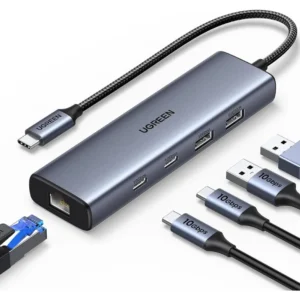 Ugreen 5 in 1 USB-C to Ethernet Adapter 10Gbps Data Ports – 45320