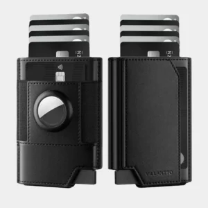 Villantto Leather Smart Wallet For Apple Airtag – Black