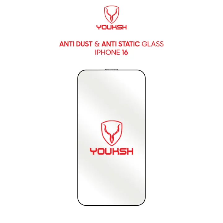 Youksh Apple iPhone 16 Anti Static Clear Glass Protector