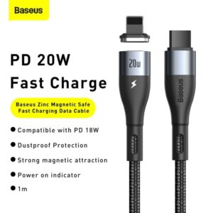 Baseus Zinc Magnetic Safe Fast Charging Data Cable Type-C To IPhone 20W Black