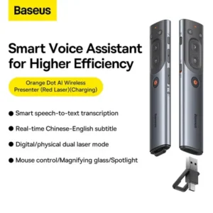 Baseus Orange Dot AI Wireless Presenter Red Laser Charging – Grey