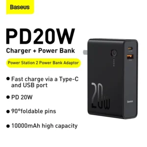 Baseus 2 in 1 10000mAh Power Bank & 20W  Fast Charging Adapter