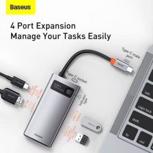 Baseus Metal Gleam Series 4 in 1 Multifunctional Type-C HUB Docking Station CAHUB-CY0G