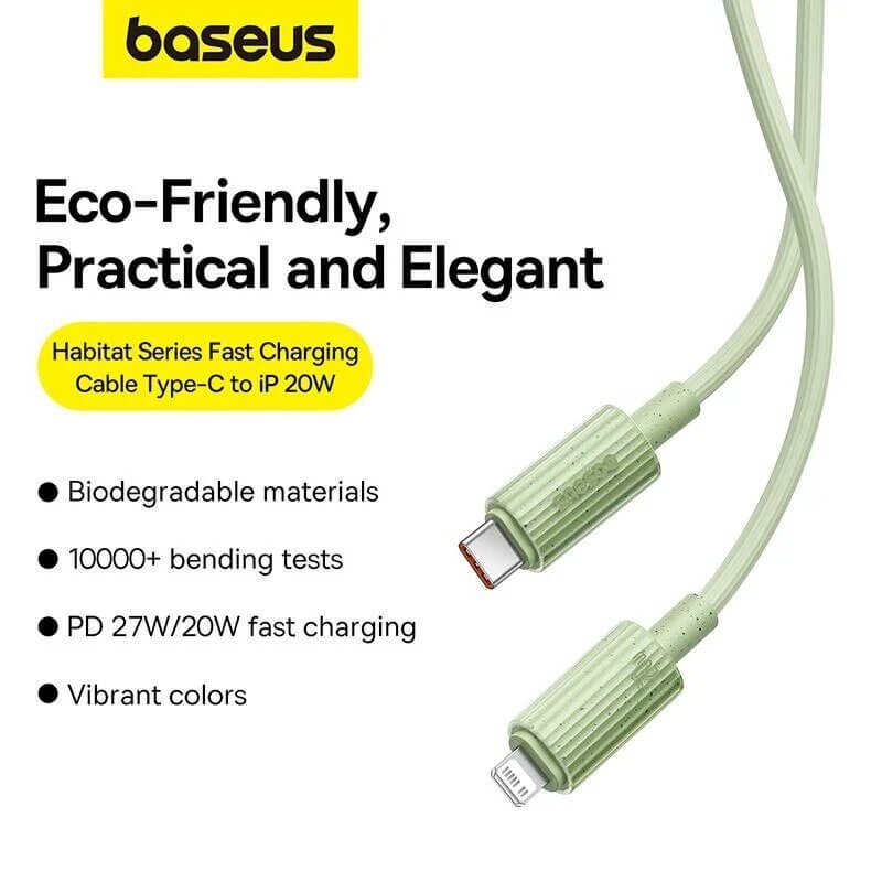 Baseus Habitat Series Fast Charging Cable Type-C to iPhone 20W – Natural Green