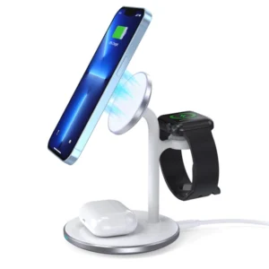 Choetech T585-F 3in1 Magnetic MagSafe Wireless charger station for Phones, iPhone 12/13/14/15 Series – White