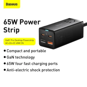 Baseus GaN3 Pro Desktop Powerstrip AC+2U+2C 65W – PSZM000001