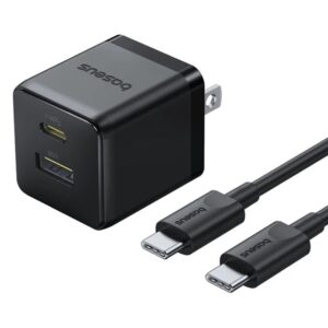Baseus Palm Series Fast Charger 20W Dual Output PD Fast Charger 1X USB A 1x Type-c With 60W Type-c Cable