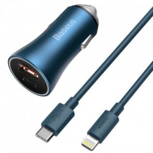 Baseus 40W USB + Type-C Dual Quick Car Charger With Cable 1m