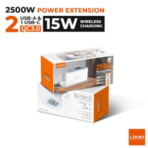 Ldnio SN5311w 2500w Power Extension Box with Wireless Charging
