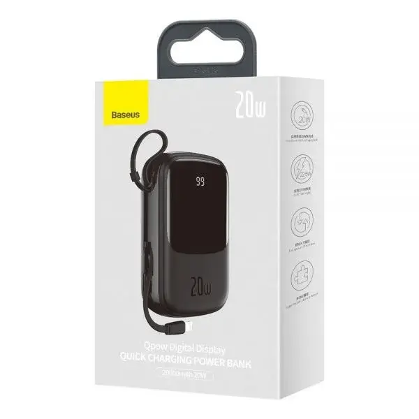 Baseus QPOW 20W Power Bank 20000 MAH With Built in Lightning Cable