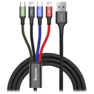 Baseus Rapid Series 4 in 1 Data Cable For Lightning x 2, Type-C, Micro USB 3.4A