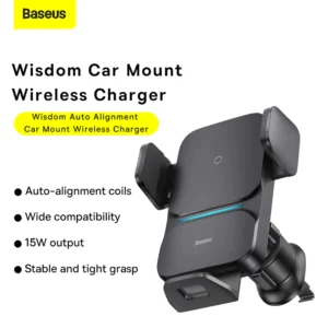 Baseus Wisdom Auto Allignment Car Mount Wireless Charger 15W